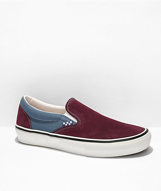 burgundy and white slip on vans