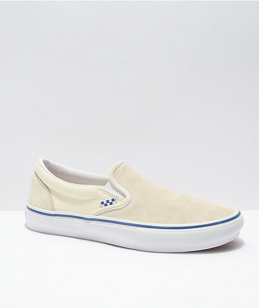Vans Skate Slip-On Off-White Blue Skate Shoes Zumiez