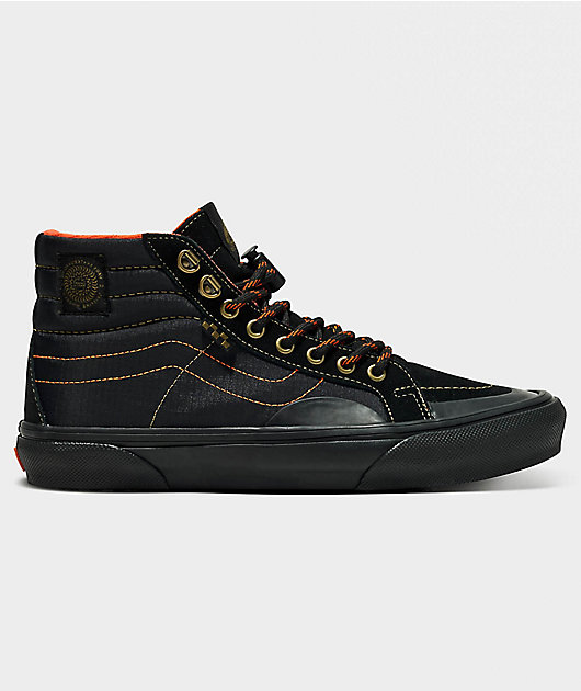 Vans Skate x Spitfire Sk8 Hi Reissue Black Flame Skate Shoes