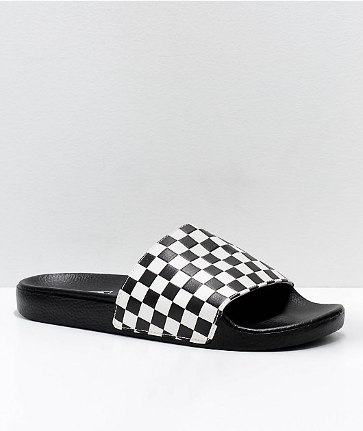 Vans Slide-On sandalias a cuadros en negro y blanco | Zumiez