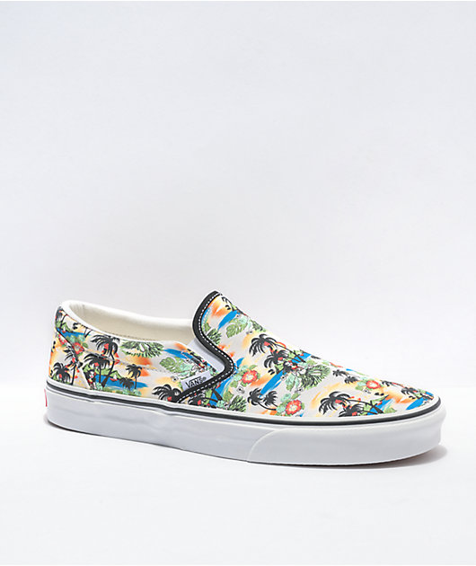 Vans Slip On Aloha Black White Skate Shoes Zumiez