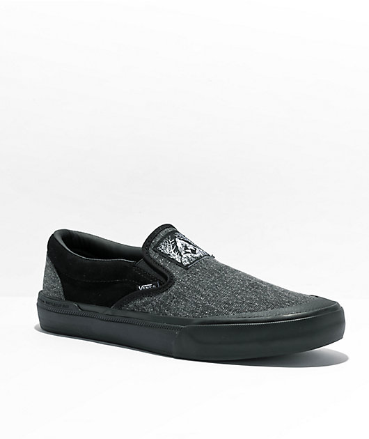 Pro Bmx Shoes Slip On Bmx Vans Slip-On BMX Fast Loose Black Marl Shoes