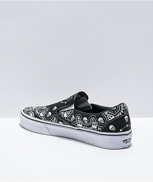 Vans Slip-On Bandana Black & White Skate Shoes