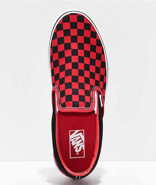 vans slip on red black checkerboard