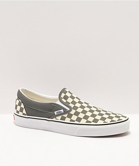 slip on vans checkered grey