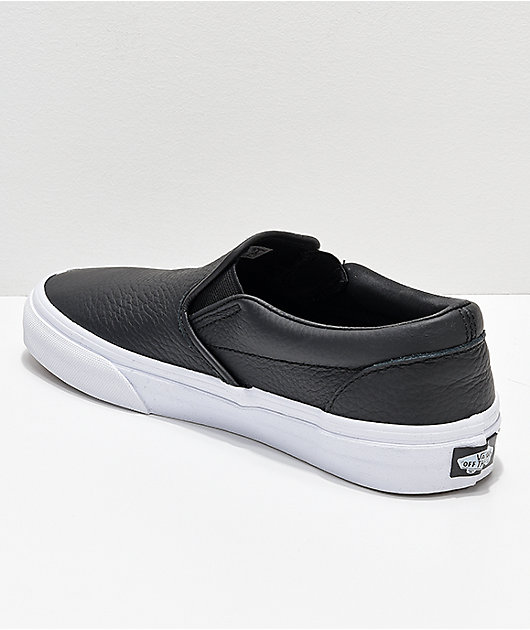 Vans Slip-On Black Leather Skate Shoes