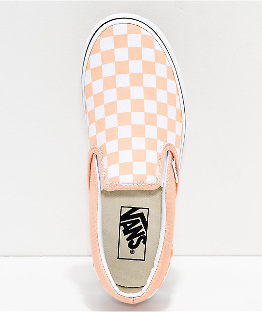 checkered vans peach