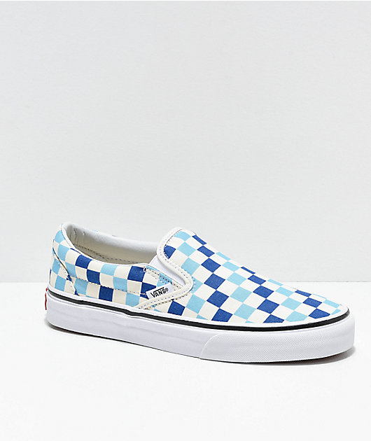 Vans Slip-On Blue, Topaz & White Canvas Skate Shoes | Zumiez
