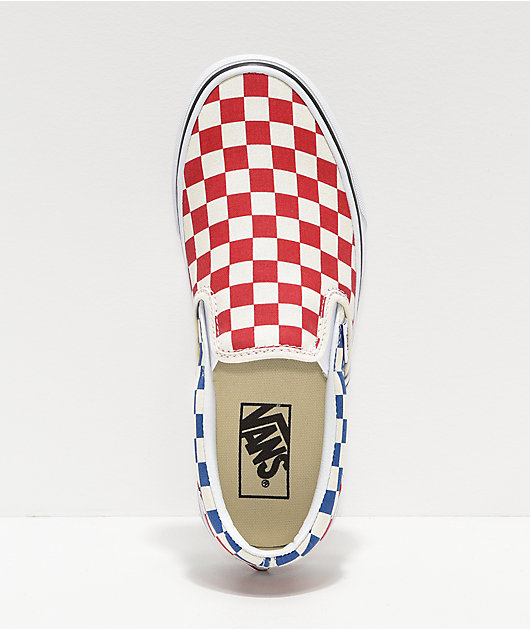 Vans Slip-On Blue & Red Checkerboard Shoes |