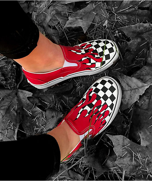 Vans Slip-On Checkerboard Flame Red 