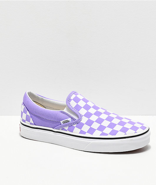 Vans Slip-On Checkerboard Violet & White Skate Shoes