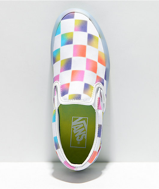 rainbow vans slip on shoes