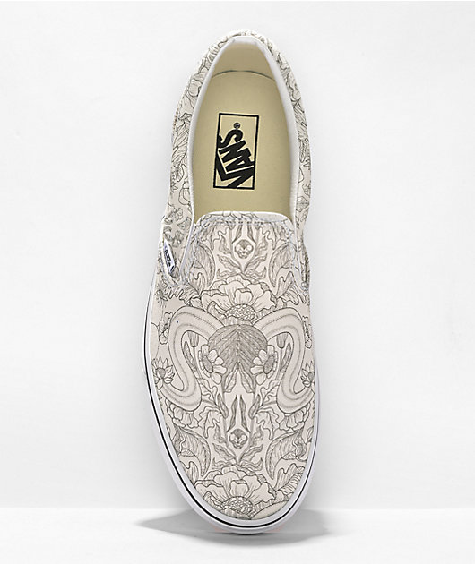 Vans Slip-On Desert Marsh Skull White Skate Shoes
