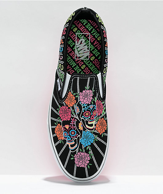 Vans Slip-On Dia De Los Muertos Black & White Skate Shoes