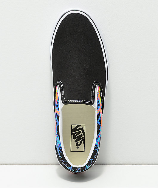 Vans Slip-On Electric Flame Black & White Skate Shoes