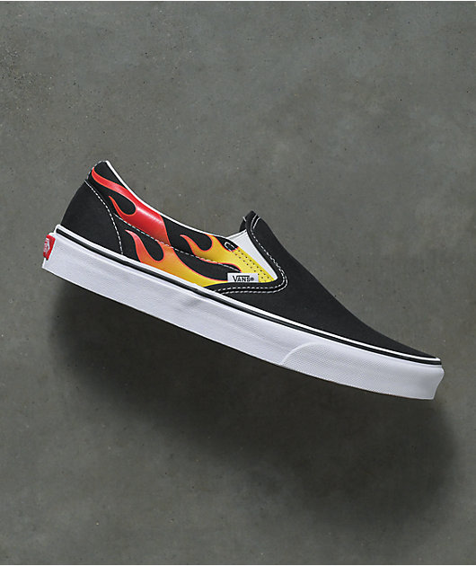 Vans Slip-On Flame & White Skate Shoes
