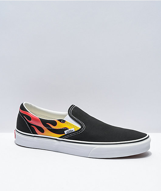 Vans with on sale flames slip on