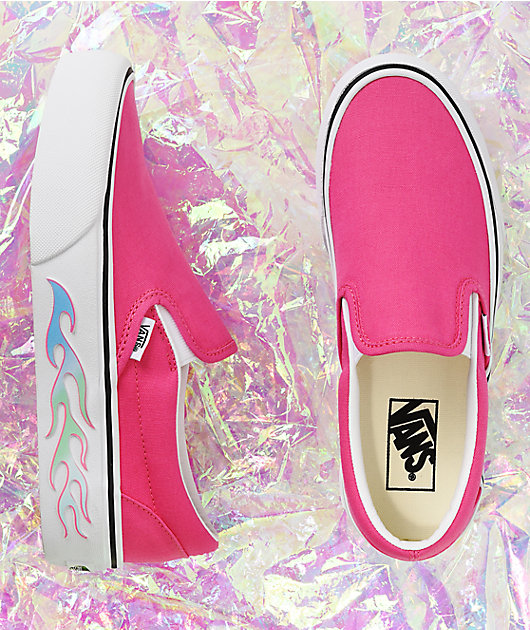 Vans Slip-On Flame Pink Platform Shoes 