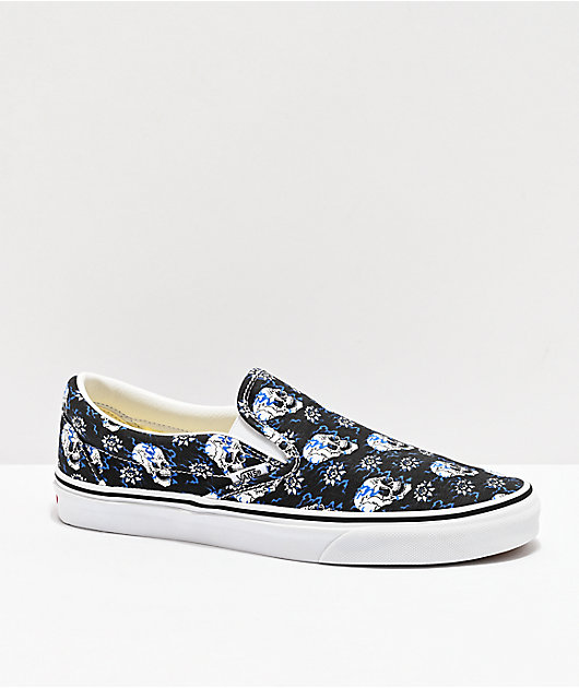 Vans Slip On Flash Skulls Black Multi Skate Shoes Zumiez