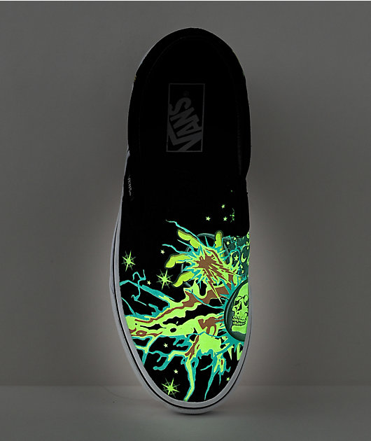 Vans Slip-On Glow Wizard Black & White Skate Shoes | Zumiez