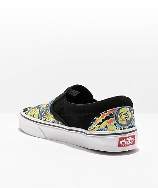 Vans Slip-On Glow Wizard Black & White Skate Shoes | Zumiez