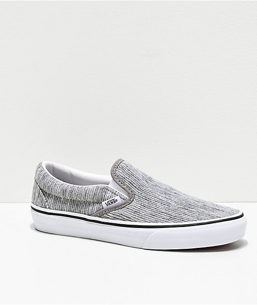 Vans Slip-On Gray Rib & White Skate Shoes