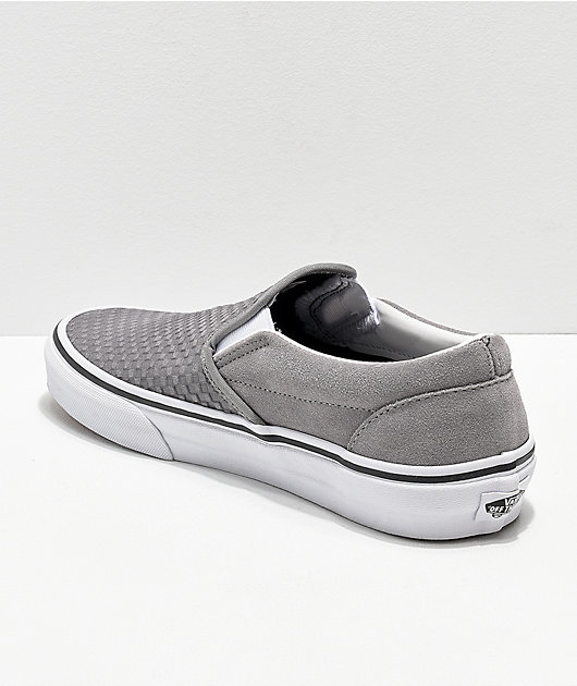 Regan Op de loer liggen Specialist Vans Slip-On Grey & White Embossed Suede Skate Shoes