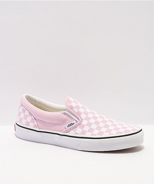 Vans Slip-On Lilac & Snow White Checkerboard Skate Shoes