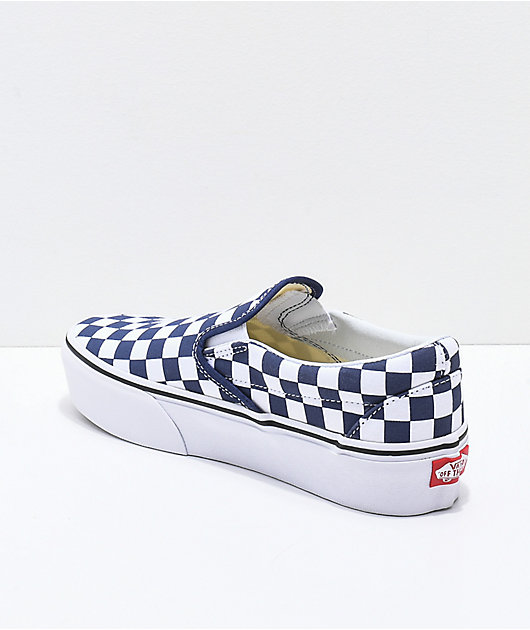 Vans Medieval Blue & White Checkerboard Canvas Platform Skate Shoes | Zumiez