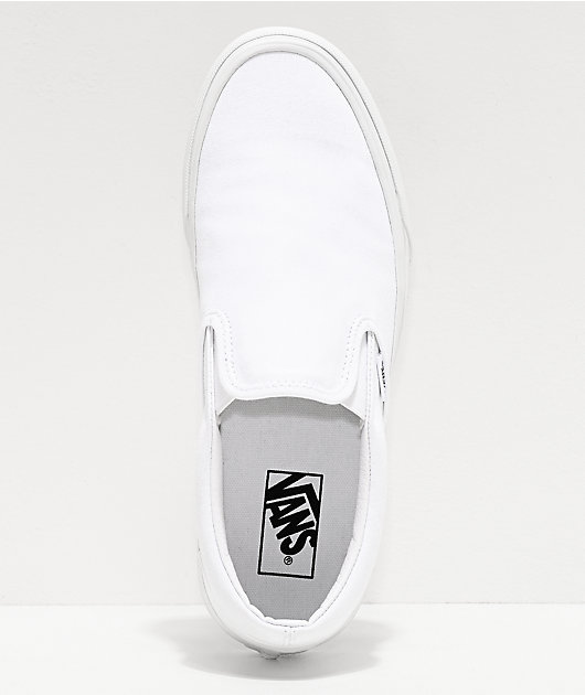 Vans Slip-On Monochromatic True White Skate Shoes خلفيات لامعة