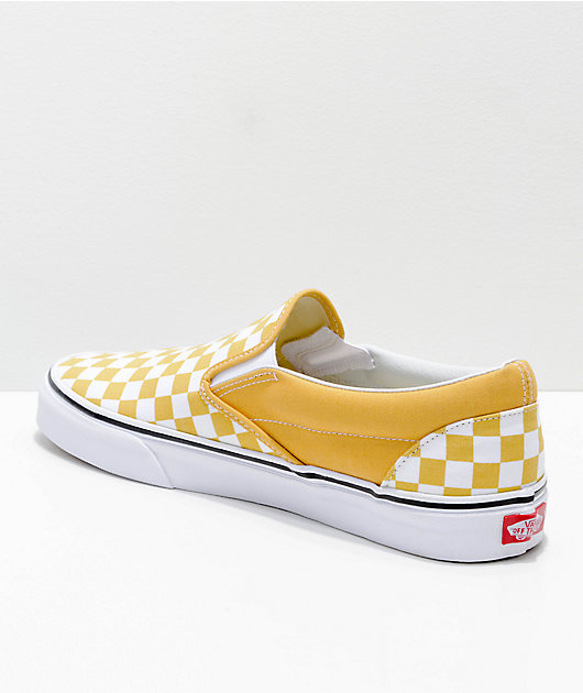 slip on checkered vans yellow