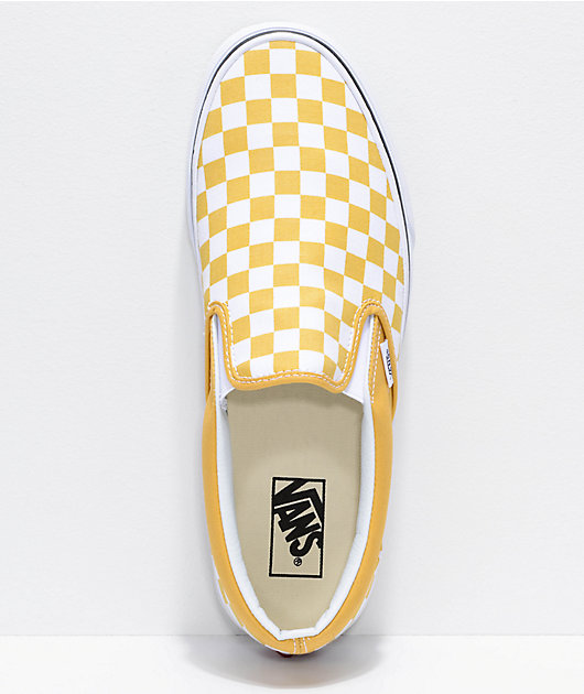 تصليح ابواب Vans Slip-On Ochre & White Checkerboard Skate Shoes تصليح ابواب