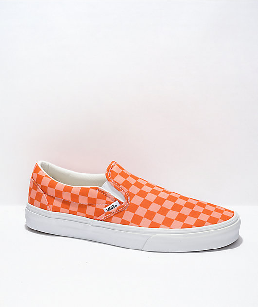 Vans Slip-On Peach Nectar Checkered Skate Shoes