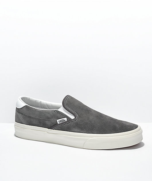 Vans Slip-On Pig Suede Grey & White Skate Shoes
