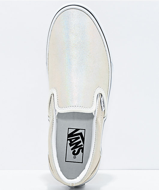 Vans Slip-On Prism Silver White Skate Shoes | Zumiez