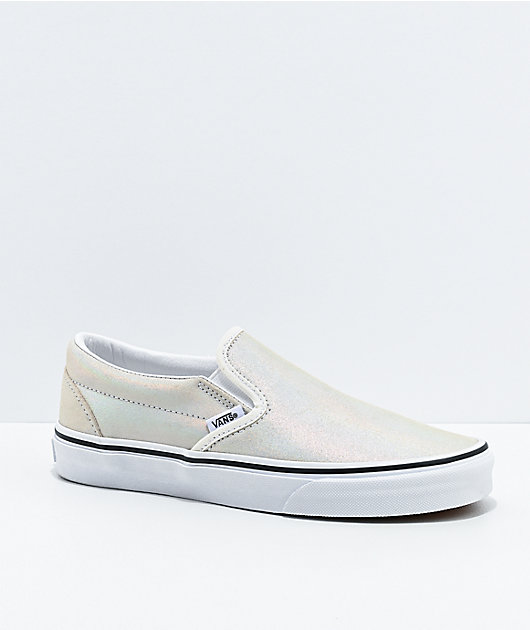 Vans Slip-On Prism Silver & White Suede Shoes | Zumiez