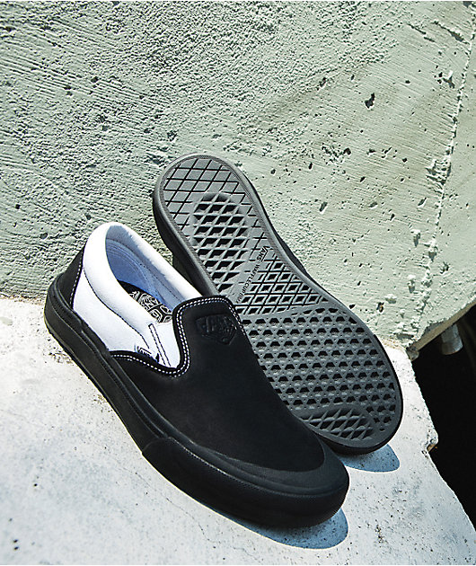 Vans Slip-On Pro BMX Dak zapatos de skate blanco y negros