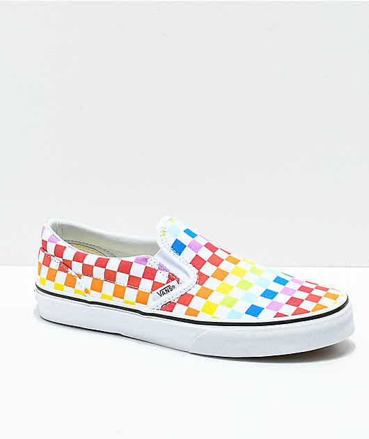 Vans Slip-On Pro zapatos de skate a cuadros arcoíris | Zumiez