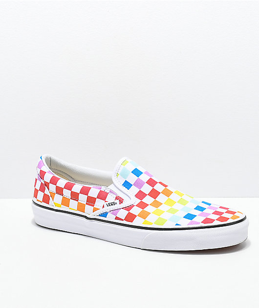 Vans Slip-On Rainbow Checkerboard Skate 