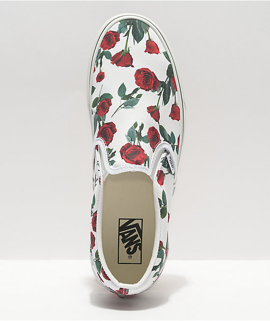Vans Slip-On Red Roses Calzado de skate blanco