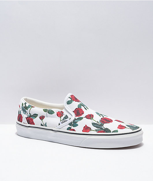 Red checkered vans with roses online