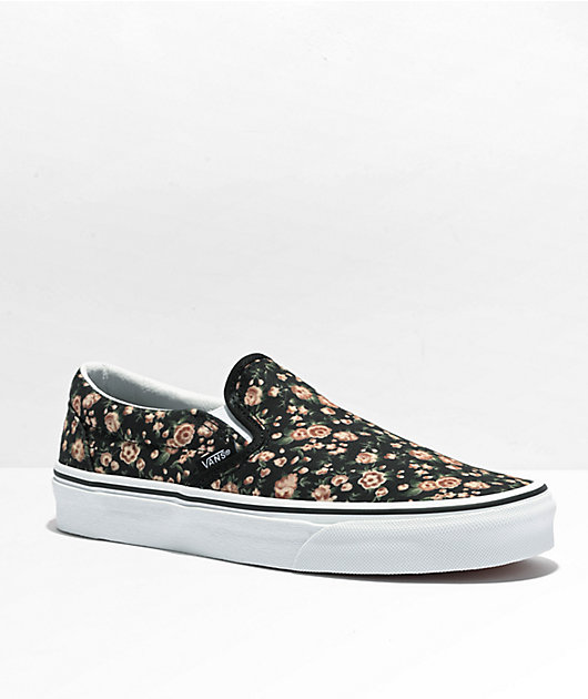 Vans Slip On Rose Dreams Black Skate Shoes Zumiez