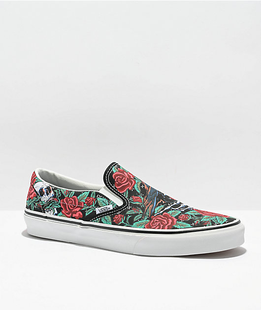 Black rose slip on vans online