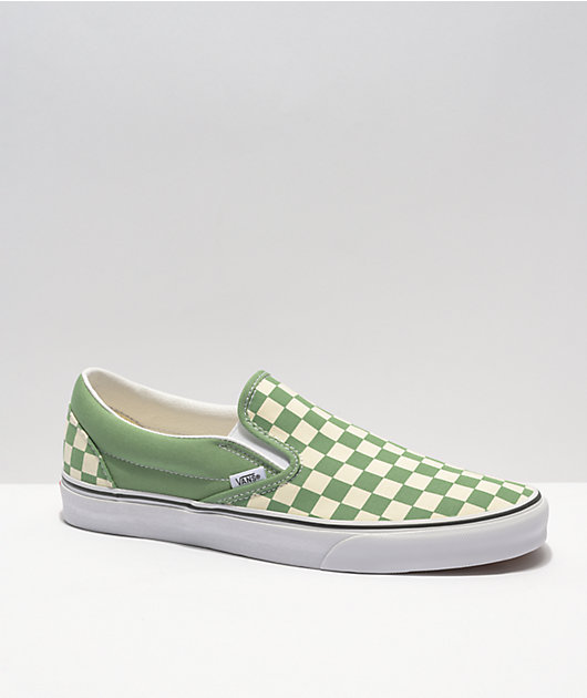 vans green slip on shoes