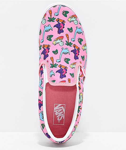 Vans Slip-On Surf Dinosaur Pink Skate 