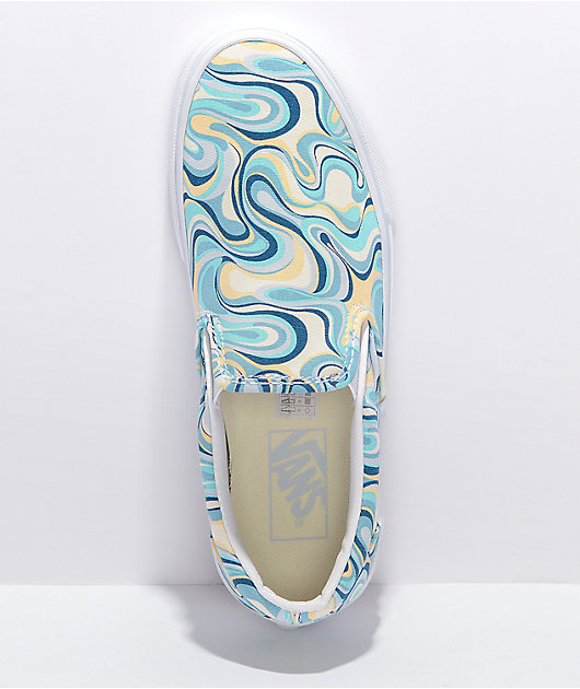Vans Slip-On Swirl Turquoise Skate Shoes