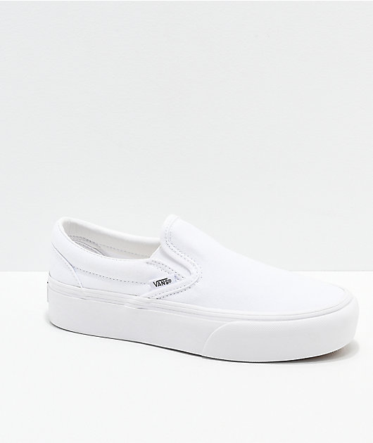Vans Slip-On True White Platform Shoes 