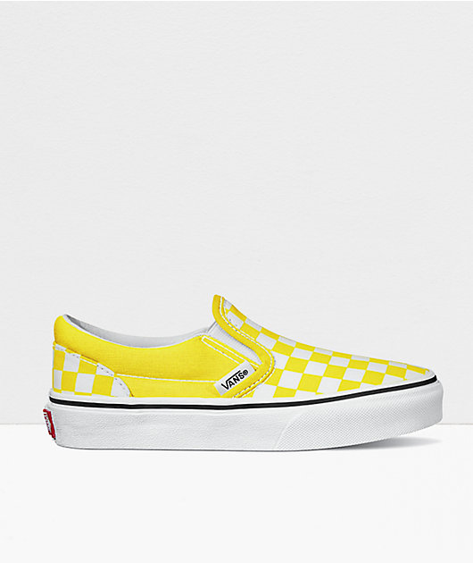 Vans Slip On Yellow White Cherboard Skate Shoes Zumiez