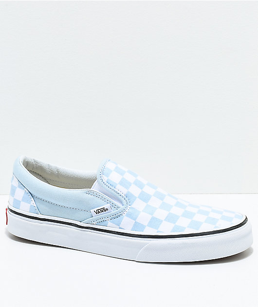 Vans Slip-On zapatos de skate a cuadros en azul claro y blanco | Zumiez