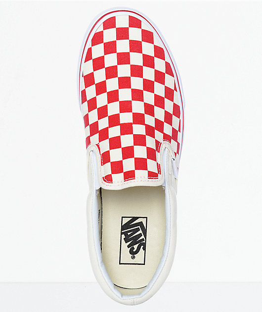 Vans Slip-On zapatos de skate a cuadros en rojo y blanco